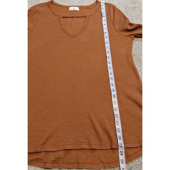 Anthropologie T.La Top Casual Long Sleeve Waffle Knit Oversized Side Slits Small - Picture 5 of 11